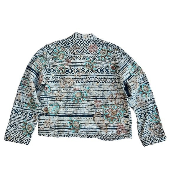 Chico’s Linen Blend Boho Embroidered Jacket with Sequins Size 0 - Picture 5 of 12